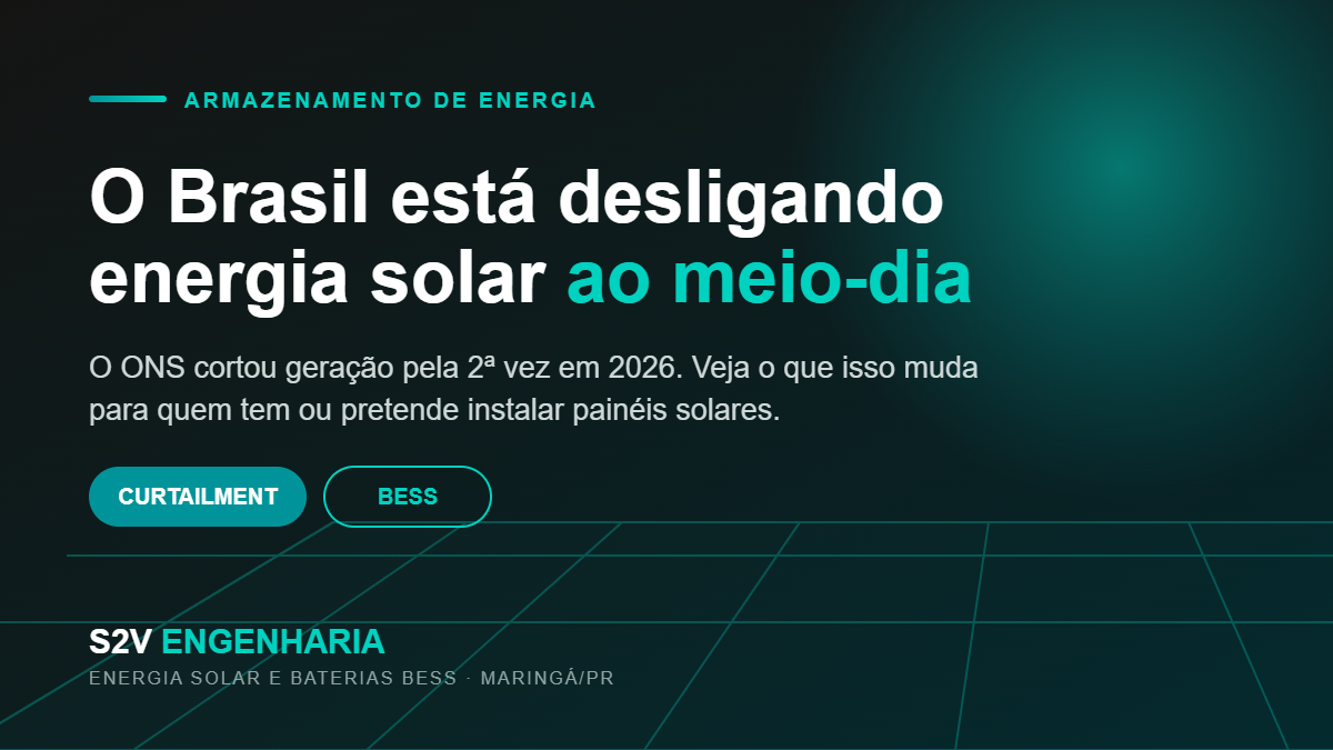 Capa do artigo sobre o corte de geração solar determinado pelo ONS em agosto de 2026