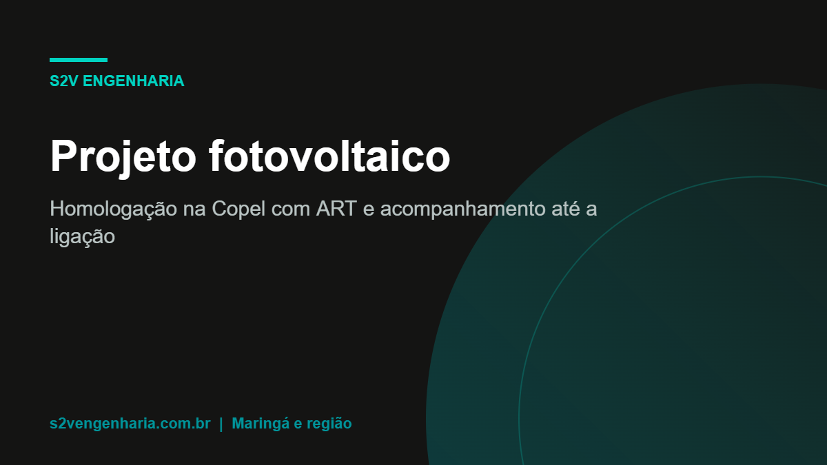 Projeto fotovoltaico e homologação na Copel feitos pela S2V Engenharia