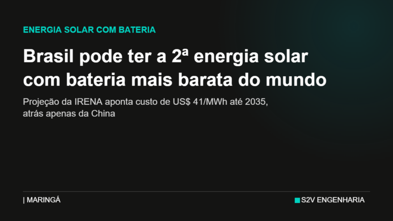 Brasil pode ter a 2ª energia solar com bateria mais barata do mundo, segundo IRENA
